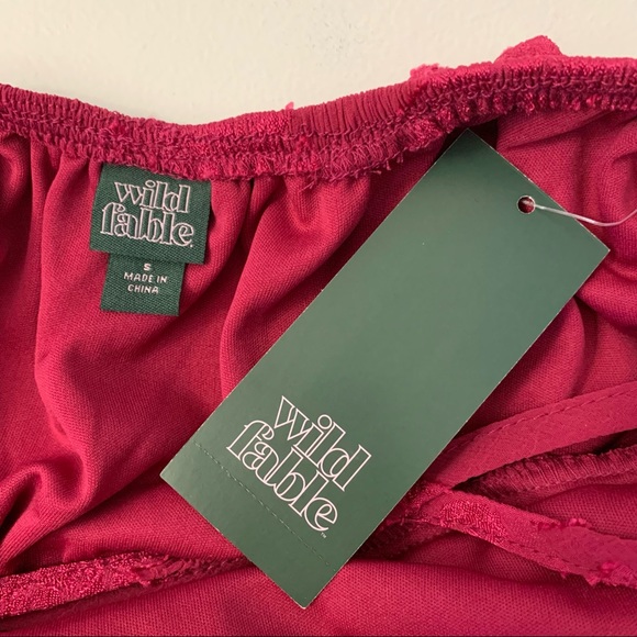 Wild Fable Size Small Fuchsia Pink Criss-Cross Tie Back Skater Dress NWT - Picture 8 of 14